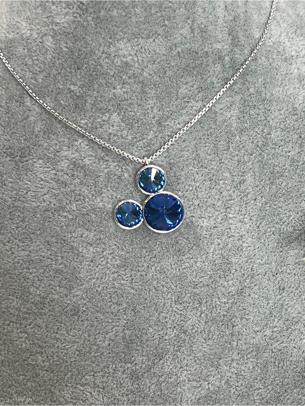 Disney Silver Tone Necklace with Blue Crystal Mickey